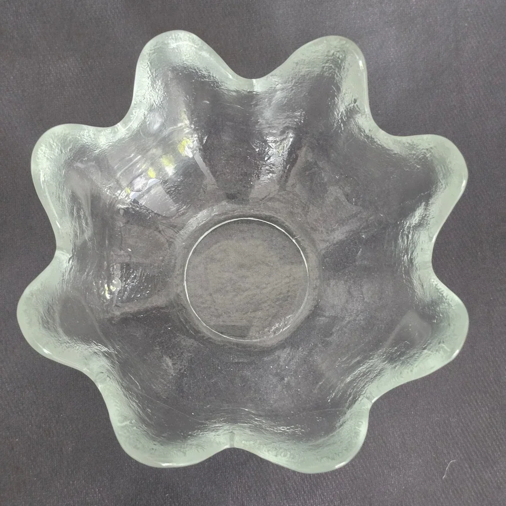 Blenko‎ 6143L Lotus Serving Bowl Set w 8 Matching 6143S Bowls in Crystal